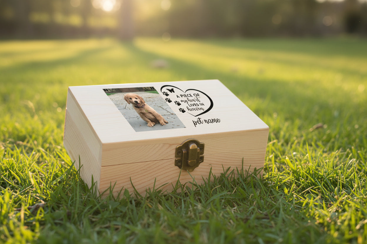 Wooden Box Pet Urn Personalized Photo & Name Itopia - Pets Aftercare