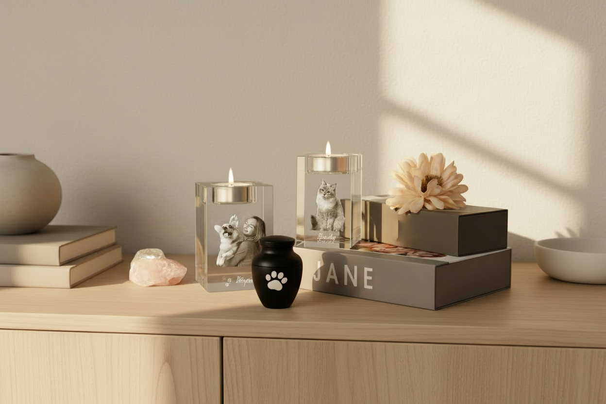 Crystal Pet Memorial Candle Holder (Customized Photo) Itopia - Pets Aftercare