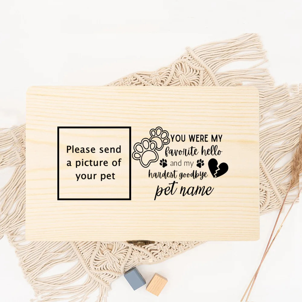 Wooden Box Pet Urn Personalized Photo & Name Itopia - Pets Aftercare