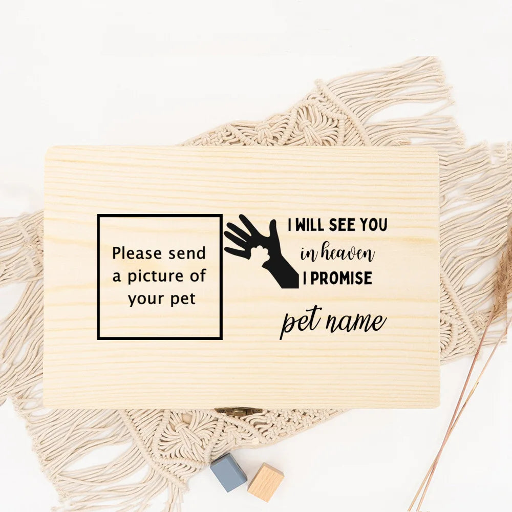 Wooden Box Pet Urn Personalized Photo & Name Itopia - Pets Aftercare