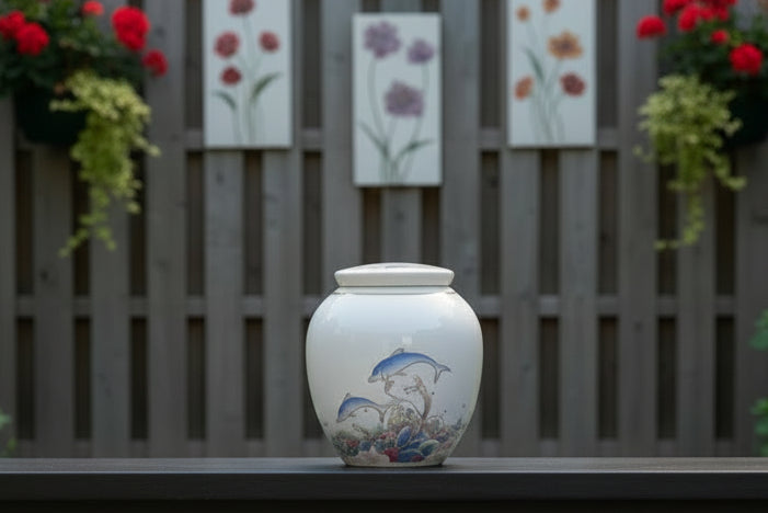 Chinese Art Ceramic Pet Urn Small Size Itopia - Pets Aftercare