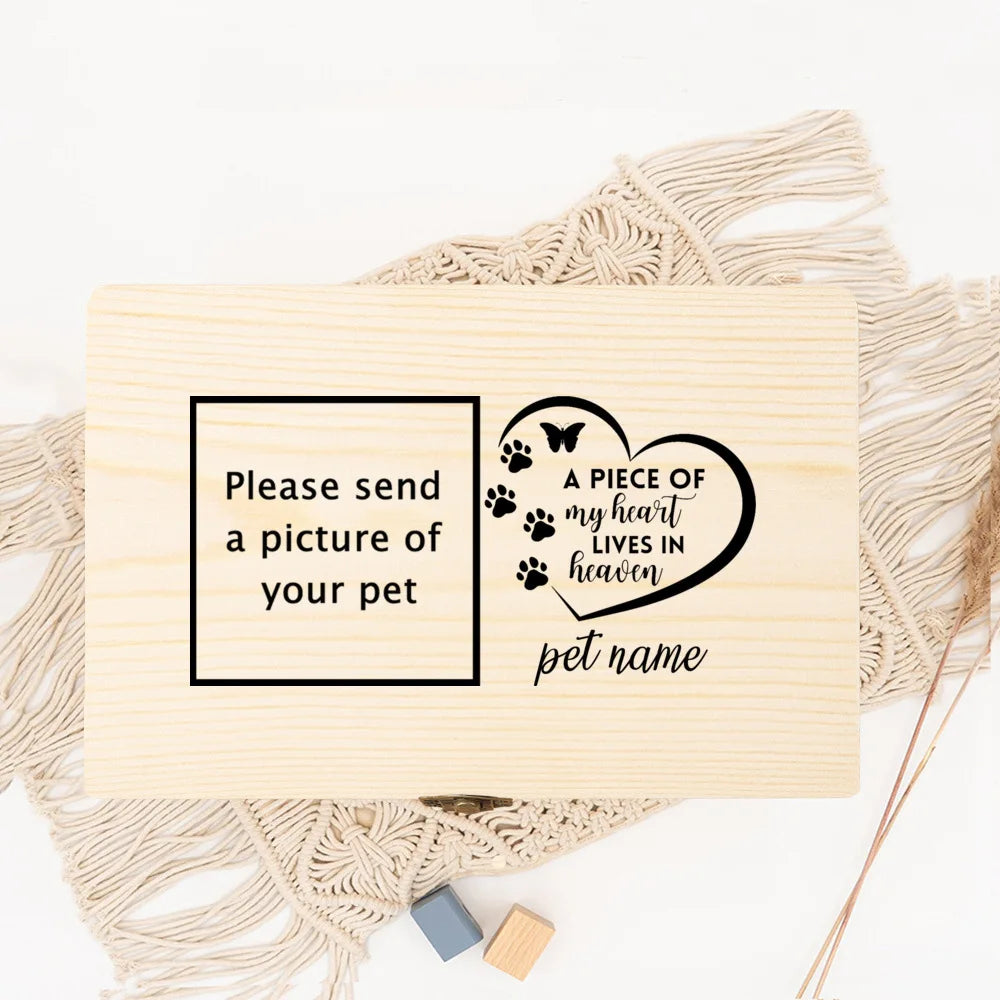Wooden Box Pet Urn Personalized Photo & Name Itopia - Pets Aftercare