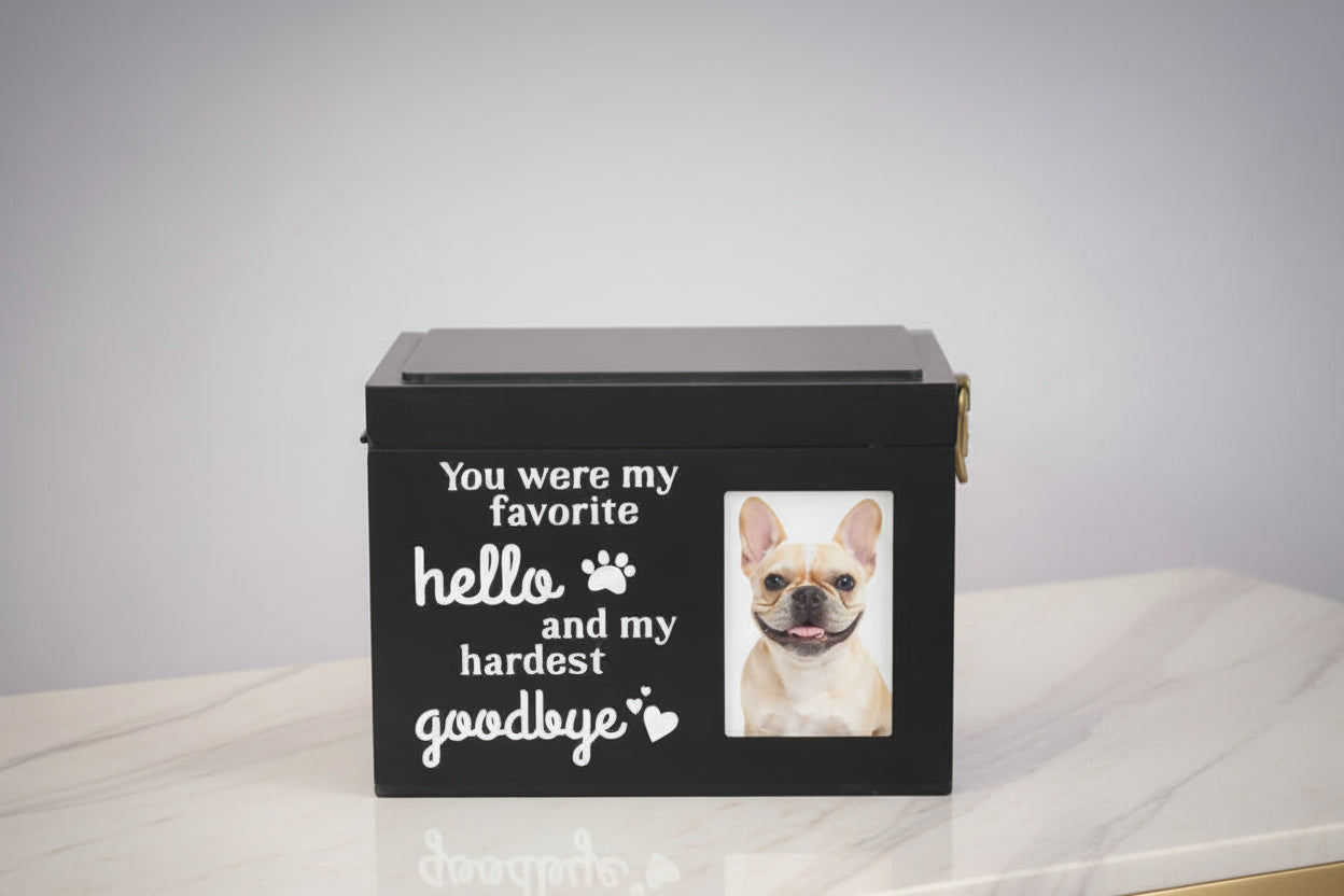 Classic Black Pine Wood Pet Urn Itopia - Pets Aftercare