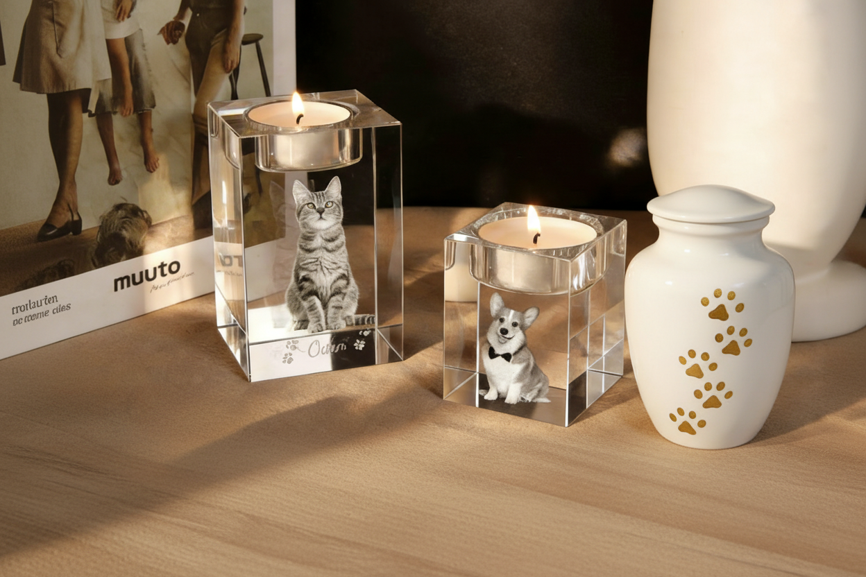 Crystal Pet Memorial Candle Holder (Customized Photo) Itopia - Pets Aftercare